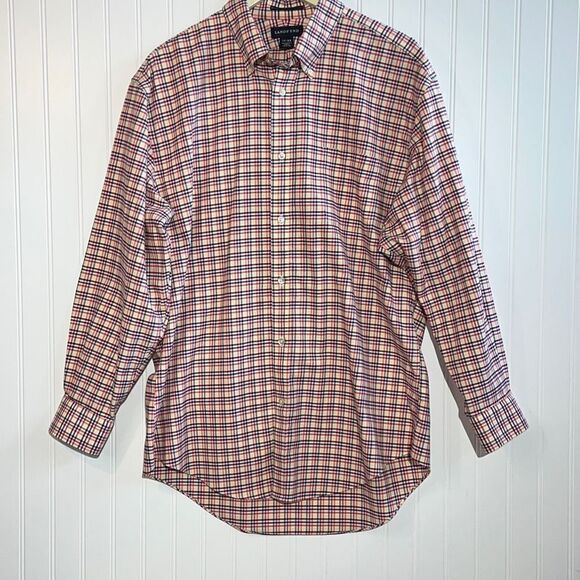 Lands End Men's Shirt Long Sleeve Button Down Multi Color Plaid SZ 17-33 Cotton - Picture 1 of 11